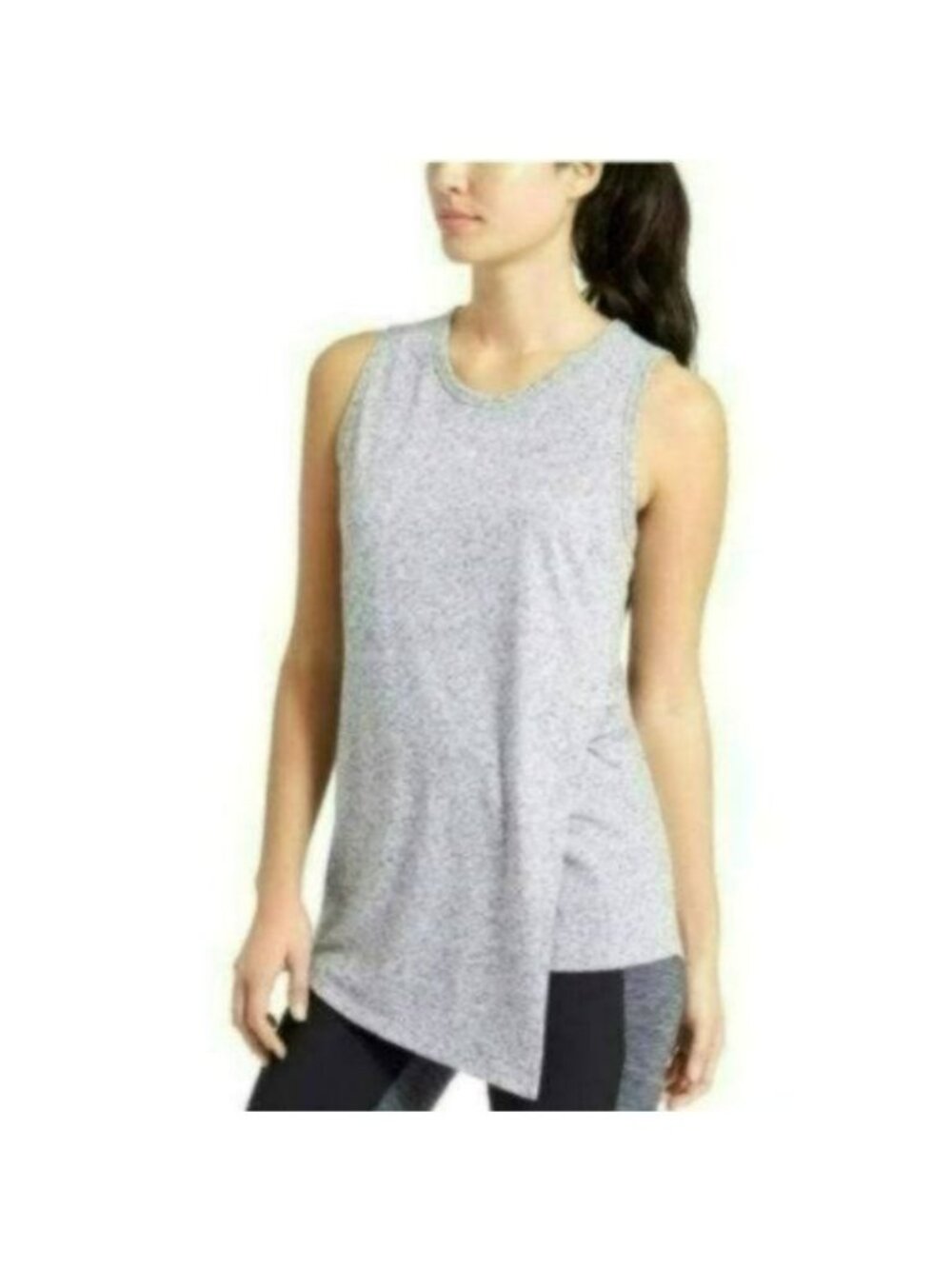 Athleta Get Away Women's Large Gray Heather Scoop Neck Asymmetric Tank Top